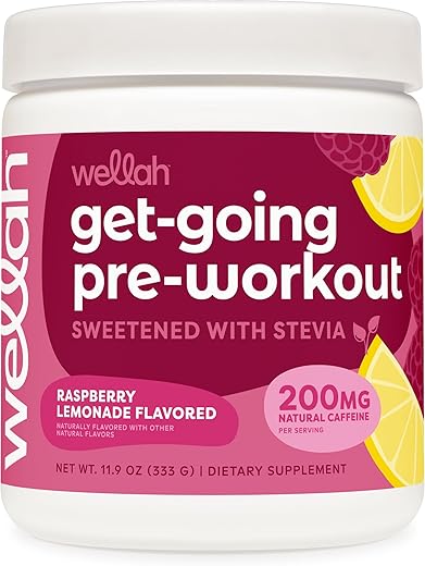 Wellah - Get-Going Mix para Bebida Pré-Treino (Sabor Limonada de Framboesa, 30 Porções)