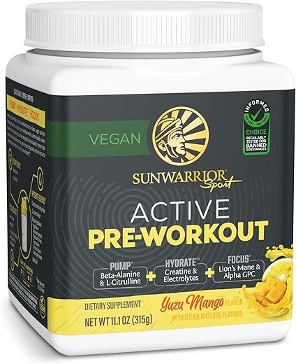 Energy Drink em Pó Pré-Treino | Vegano, à Base de Plantas | Estimula, Hidrata, Foca, Resistência | 100% Natural - Sunwarrior