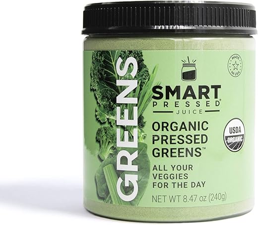 SMART Pressed - Smart Pressed Organic Greens – Pó de Suco Verde Alcalinizante Vegano, Detox e Limpeza (Original, 30 Porções)