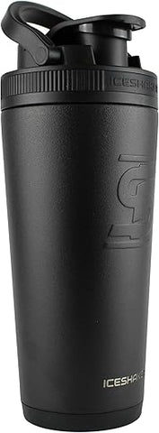Garrafa Agitadora em Aço Inoxidável | 26oz, Preto | Mantém-se Gelado por 30 Horas | Copo Isolado com Agitador de Rosca | Copo Agitador sem Odor para Shakes de Proteína, Água - Ice Shaker