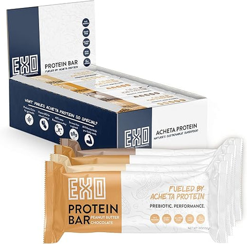 Barras de Proteína Prebiótica, Pacote Variado | Sem Laticínios, Sem Glúten, Baixo Açúcar | 14g Proteína, Sustentável, B12, Saúde Intestinal | Não-OGM, Vegetariano, Paleo | Vitaminas, Sustentado - EXO