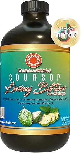 Essence Herbs - Soursop Bitters Líquido com Folhas de Graviola, Moringa, Semente Preta e Neem – 100ml