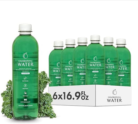 Chlorophyll Water - Água de Clorofila à base de plantas | Água Vitamínica com Clorofila Líquida | Antioxidantes, Água Detox, Suporte Imunológico, Estímulo de Energia | Clorofila Líquida, Água Mineral, Vitaminas A,B,C,D
