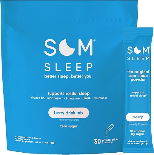 Bebida em Pó para um Sono Calmo, 3mg Melatonina, Magnésio, Vitamina B6, L-Teanina - Som Sleep