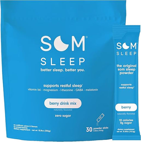 Bebida em Pó para um Sono Calmo, 3mg Melatonina, Magnésio, Vitamina B6, L-Teanina - Som Sleep