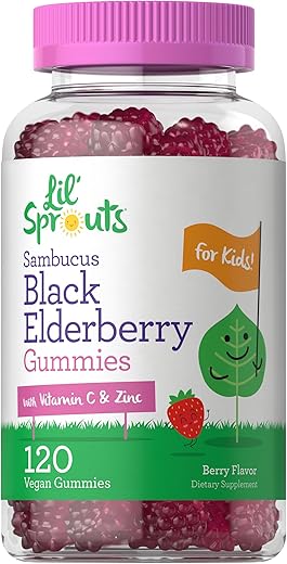 Gomas de Sabugueiro para Crianças | 120 Unidades | Zinco e Vitamina C | Sabor de Frutas Vermelhas | Vegano, Não-OGM e Sem Glúten | por Lil’ Sprouts - Carlyle