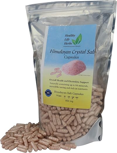 Healthy Life Herbs - Cápsulas de Sal Rosa do Himalaia 540 Caps (850 mg) – Dieta Keto e Eletrólitos