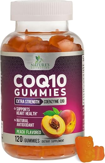 Nature's Nutrition - Gummies de CoQ10 100mg – Suplemento de Coenzima Q10, Antioxidante para Apoio à Saúde Cardíaca