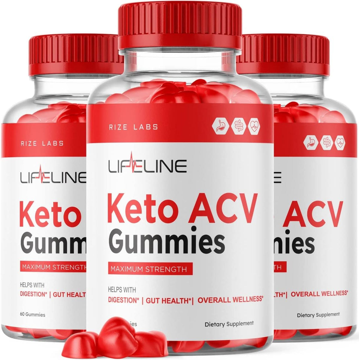 rize labs - (3 Pacotes) Gomas Lifeline Keto ACV – Gomas de Vinagre de Maçã Lifeline Keto – Keto Plus Gummy ACV (180 Gomas)