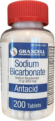 Graxcell - Tabletes de Bicarbonato de Sódio USP 650mg (10 Grãos) | Alívio de Indigestão Ácida, Azia, Má Digestão
