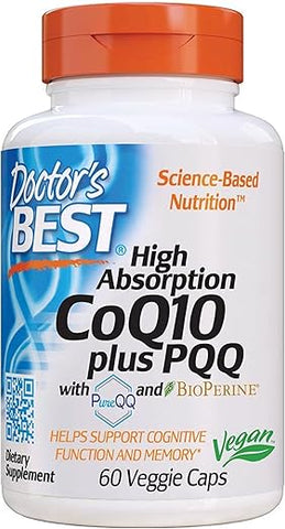 Doctor's BEST - Doctor’s Best CoQ10 Plus PQQ: Saúde do Coração, Alta Absorção, 60 cápsulas