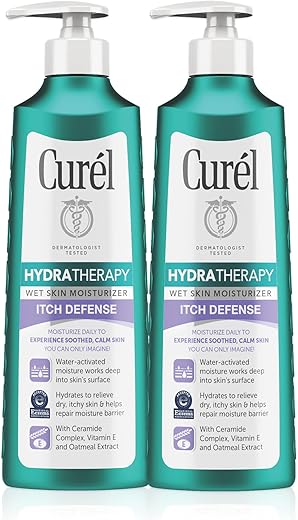Hydra Therapy Loção Hidratante para o Corpo na Ducha, Defesa contra Coceira com Complexo Avançado de Ceramidas e Vitamina E - Curel