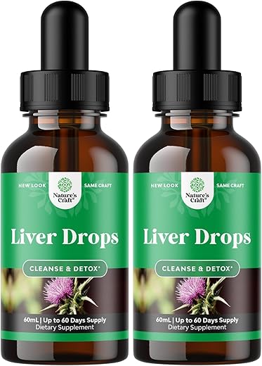 Natures Craft - Tintura de Cardo Mariano para Suporte Hepático – Mistura Líquida de Cardo Mariano com Raiz de Astragalus para Desintoxicação e Limpeza do Fígado