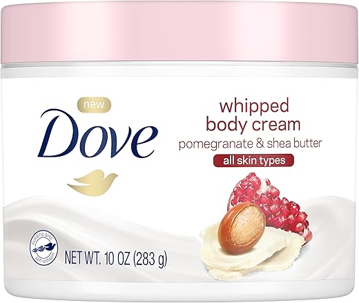 Creme Corporal Dove Whipped Hidratante para Pele Seca Romã e Manteiga de Karité Nutre Profundamente, 300g