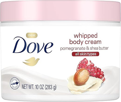 Creme Corporal Dove Whipped Hidratante para Pele Seca Romã e Manteiga de Karité Nutre Profundamente, 300g