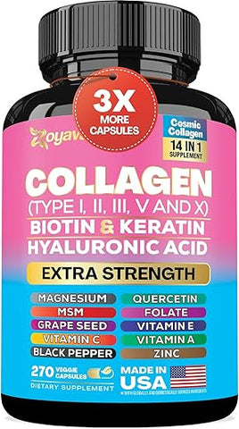 Colágeno em Cápsulas Peptídeos Tipos I, II, III, V – 100g - Zoyava