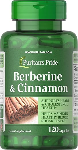 Puritan's Pride - Puritan’s Pride Berberine e Canela, Cápsula para Suporte Cardiovascular – 60 cápsulas