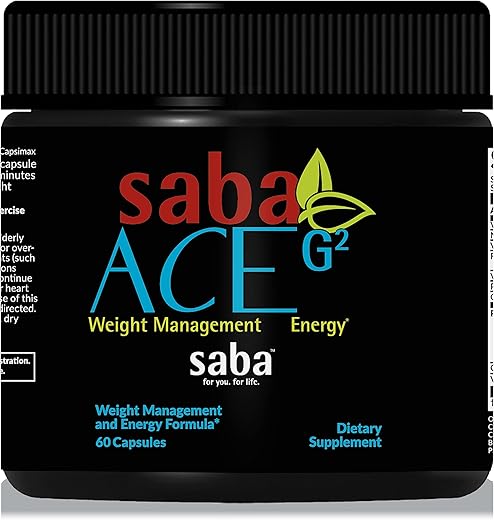 ACE G2 – Queimador de Energia Termogênico, Pré-Treino, Metabolismo, Foco, Concentração, com Capsimax, CarnoSyn, BioPerine, Extrato de Chá Verde, para Homens - Saba