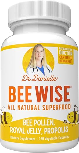 Doctor Danielle - Suplemento de Pólen de Abelha Dr. Danielle’s Bee Wise – Bem-estar com Geléia Real, Própolis e Pólen de Abelha em 4 Cápsulas Diárias de Pólen de Abelha
