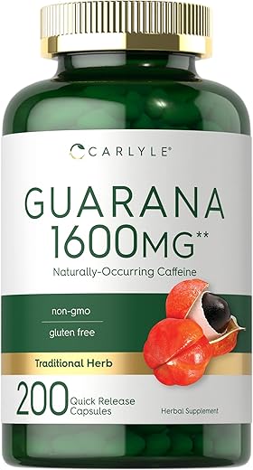 Cápsulas de Extrato de Guaraná | 1600mg | 200 Unidades | Extrato Livre de Transgênicos e Glúten | Cafeína Naturalmente Presente  Carlyle - Carlyle