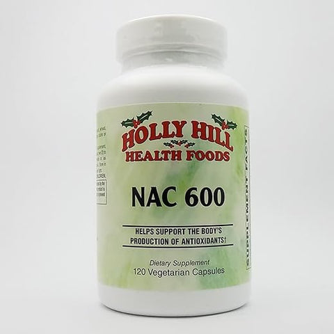 Holly Hill Health Foods - NAC 600 (N-Acetil Cisteína), 120 Cápsulas Vegetarianas – Marca em Destaque