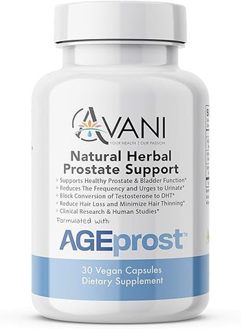 Avani Health - Melhor Suporte Natural para a Saúde da Próstata – Herbal para Homens – Reduz a Micção Frequente