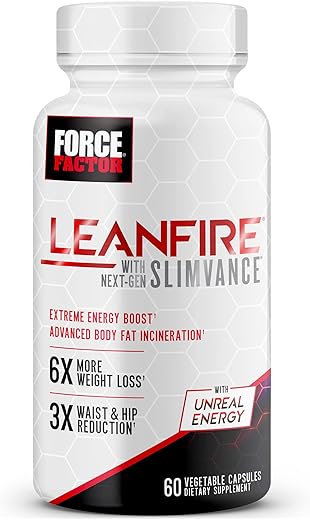 Force Factor - FORCE FACTOR LeanFire com SLIMVANCE Next-Gen Avançado Queimador de Gordura Termogênico para Perda de Peso com Vitaminas B e Capsimax para Acelerar o Metabolismo, Aumentar a Energia e Potencializar