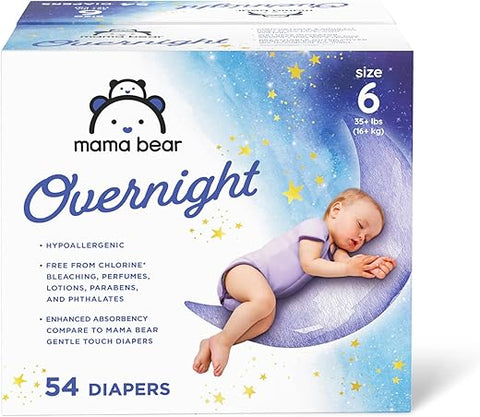 Fraldas Descartáveis Mama Bear Tamanho 6 (54 unidades) – Proteção Noturna, Hipoalergênicas