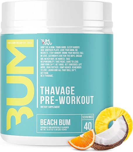 Thavage (Beach Bum) – Pó Pré-Treino RAW, Suplemento de Nutrição Esportiva Chris Bumstead para Homens