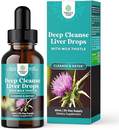Natures Craft - Tintura de Cardo Mariano para Suporte Hepático – Suplemento Líquido Herbal com Extrato de Alcachofra para Limpeza e Desintoxicação do Fígado