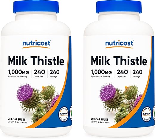 Cardo Mariano 250mg, 240 Cápsulas (2 Frascos) – Comprar Online - Nutricost