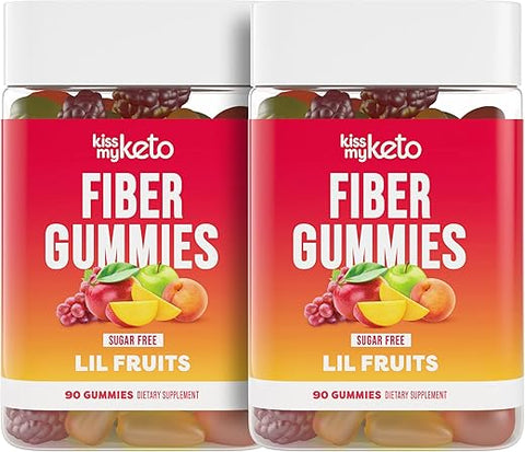 Gomas de Fibra para Adultos Sem Açúcar – Suplemento de Fibra Delicioso com Sabor Frutado para Saúde Digestiva – Gomas de Fibra Prebiótica, Gomas de Fibra para Adultos – 60g - Kiss My Keto