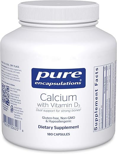 Cálcio com Vitamina D3 | Suporte à Saúde Óssea, do Cólon e Cardiovascular* | 180 Cápsulas - Pure Encapsulations