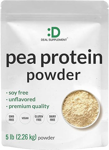 DEAL SUPPLEMENT - Pó de Proteína de Ervilha sem Sabor, 5lbs – Ervilhas Premium da América do Norte – Isolado de Fácil Digestão – Ótimo para Shakes, Barras ou Lanches – Porção de 27g de Proteína
