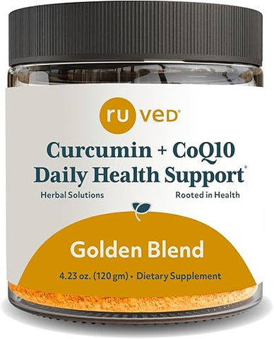 R-U VED - Ruved Golden Blend: Suporte Muscular, Articular e Digestivo de Alta Absorção, Suplemento Herbal Ayurvédico, 120g Pó