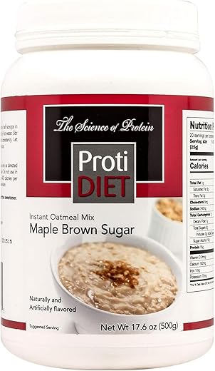 ProtiDIET - ProtiDiet Maple Brown Sugar Oatmeal – 15g Proteína, Baixa Caloria, Baixo Carboidrato, Baixa Gordura, Sem Açúcar, Instantâneo, KETO Friendly – 20 Sachês