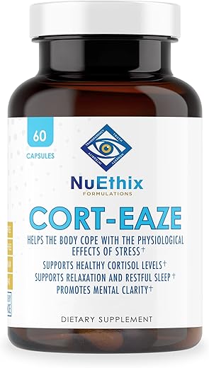 Cort-Eaze – Suplemento de Cortisol – Suporte à Saúde com Ashwagandha e L-Theanine – 60 cápsulas – Marca NuEthix - NuEthix Formulations