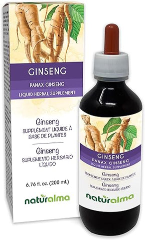 Ginseng (Panax Ginseng) Tintura sem álcool de raiz – 200 ml Extrato líquido em gotas – Suplemento herbal – Vegano - Naturalma