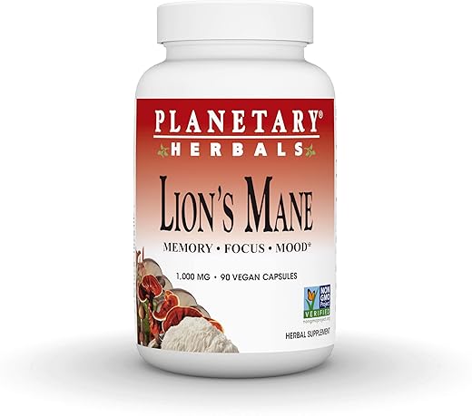 Lion’s Mane: Memória, Foco e Humor* – 1.000 mg, 90 Cápsulas Veganas - Planetary Herbals