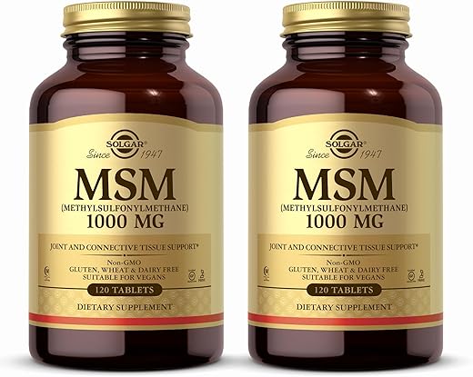 SOLGAR - Solgar MSM 1000 mg – 120 Comprimidos, Pacote de 2 – Suporte para Articulações