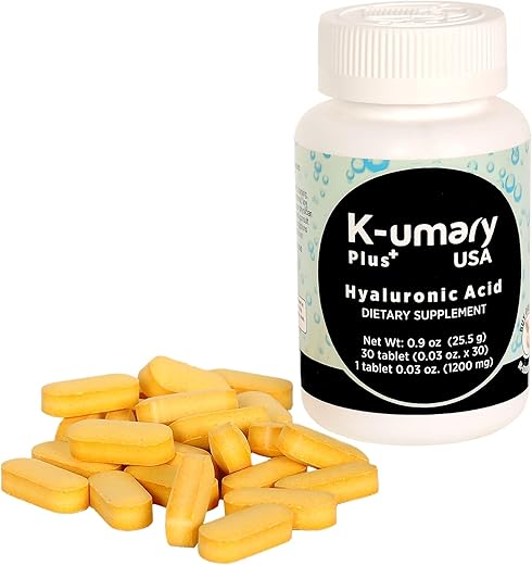 K-UMARY - Suplemento Ácido Hialurônico, 1200mg, 30 Comprimidos (30 Dias de Uso), Contribui para a Lubrificação das Articulações, para Articulações Saudáveis, Alta Bioacessibilidade, 1 Pacote
