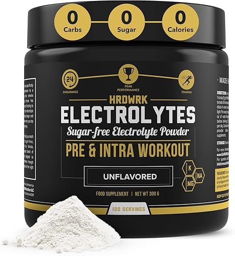 MMA Nutrition - HRDWRK – Pó de Eletrólitos Keto Hidratação Sem Açúcar com Magnésio, Potássio e Sódio – 100 Porções | Aumente a Resistência e Reduza a Fadiga com Este Suplemento de Eletrólitos
