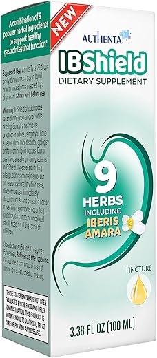 AUTHENTA - IBShield Tintura 100ml | 9 Ervas | Suporte à Saúde Gastrointestinal | Camomila, Iberis Amara, Angélica, Alcaravia, Celidônia, Alcaçuz, Melissa, Cardo de Maria | Produto de Marca