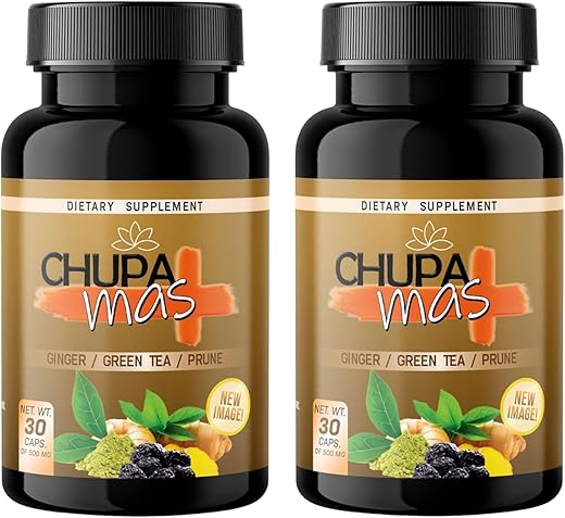 Lenico Comercializadora - ChupaMas: Cápsulas de Gengibre, Chá Verde, Ameixa, Alcachofra, Cúrcuma. 500 mg Cada