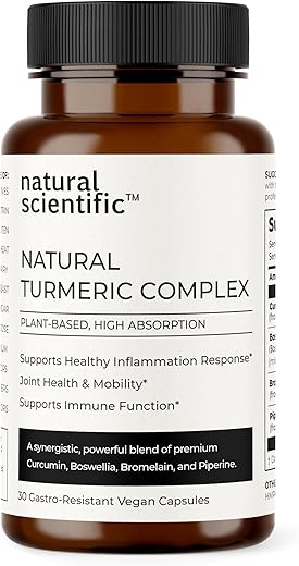NATURAL SCIENTIFIC - Suplemento de Cúrcuma – com Curcumina e Pimenta Preta (Piperina) – 30 Cápsulas – Premium Alimentar