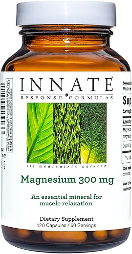 Innate Response Formulas - INNATE Response Formulas Magnésio 300 mg – Suplemento Mineral para Relaxamento Muscular – Vegetariano e Sem Glúten – 120 Cápsulas (60 Porções)
