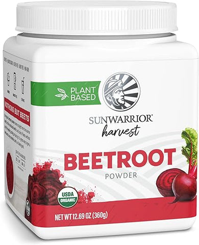 Beet Root Powder – Aumente a Resistência, Circulação Sanguínea e Fluxo de Óxido Nítrico – Superfood Vegano Keto Natural para Smoothies, Pudim de Açaí e Assados – 360g em pote quadrado (90g) - Sunwarrior