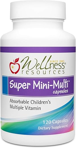 Super Mini-Multi – Cápsulas Engolíveis Multivitamínicas para Crianças com Methyl Folate, Methyl B12 e Vitaminas do Complexo B Coenzimadas para Crescimento, Concentração e Saúde Cerebral (120 cápsulas) - Wellness Resources