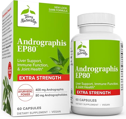 Andrographis EP80 Extra Strength – 60 Cápsulas – Suporte ao Fígado, Função Imunológica - Terry Naturally