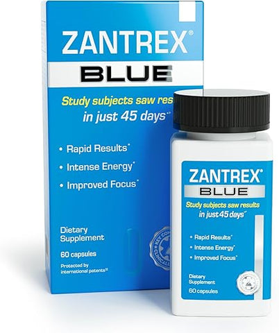 Zantrex - Suplemento Blue para Gerenciamento de Peso – Ingredientes Estudados Clinicamente – Suplementos Alimentares – 60 Cápsulas – 30 Porções